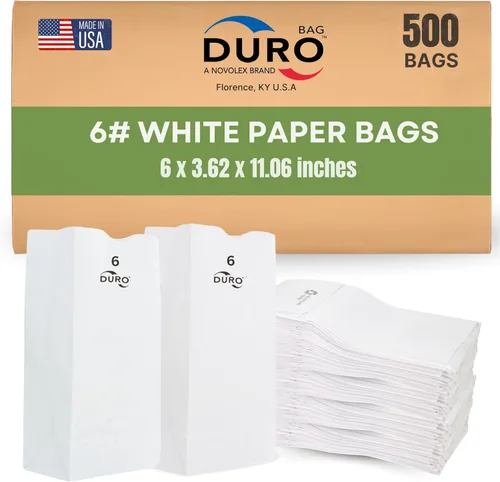 Miniatura 12 de Duro Bolsa de papel blanco de 2 libras, paquete de (500)