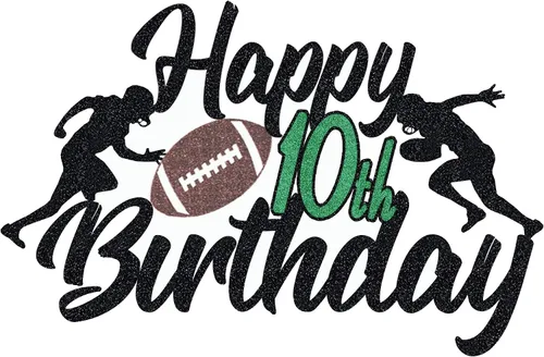 Miniatura 4 de Decoración de pastel de fútbol de 10 años de edad para niños de 10 años de edad, temática deportiva, suministros para eventos de fiesta de décimo