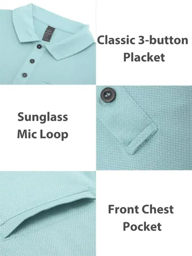 Miniatura 5 de marami Camisetas de golf para hombre, de secado rápido, ajustadas, de manga corta, transpirables, casuales, con bolsillo