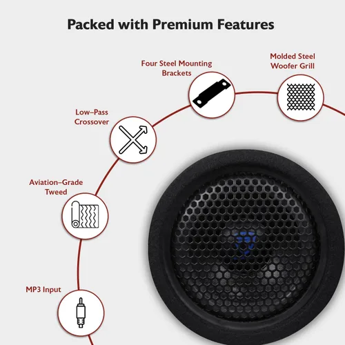 Miniatura 7 de Rockville RTB80A, subwoofer de bajos alimentado de 8 pulgadas y 400 W, forma de tubo con entrada mp3