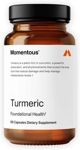Momentous Suplemento de cúrcuma 1,000 mg – Curcumina de cúrcuma antioxidante natural para la salud fundacional – Certificado NSF para el deporte –