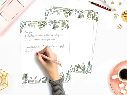 Miniatura 2 de Papel de papelería con temática de hojas, papel membrete verde de 8.5 x 11 pulgadas, 50 hojas, papel de escritura elegante, bonito papel Juego de 50