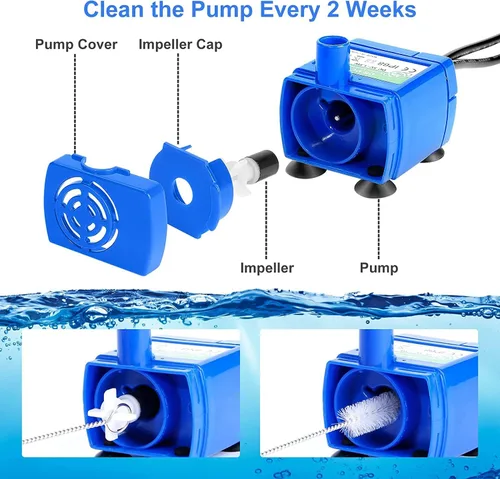 Miniatura 4 de Bomba de fuente de agua para gatos, fuente para mascotas, bomba de repuesto sin luz LED, motor DR-DC160 para dispensador de bebidas para gatos