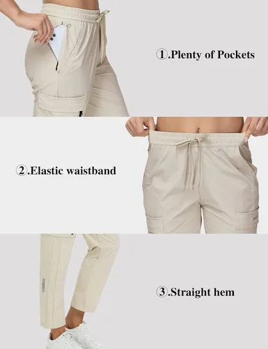Miniatura 4 de MoFiz Pantalones de senderismo para mujer de secado rápido ligeros pantalones de tobillo con bolsillos