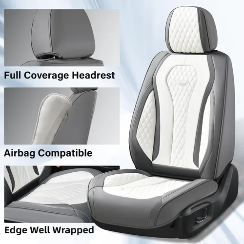 Miniatura 3 de Coverado Fundas de asiento, juego completo de fundas de asiento de automóvil, funda blanca para asiento de automóvil, cojín de asiento de automóvil
