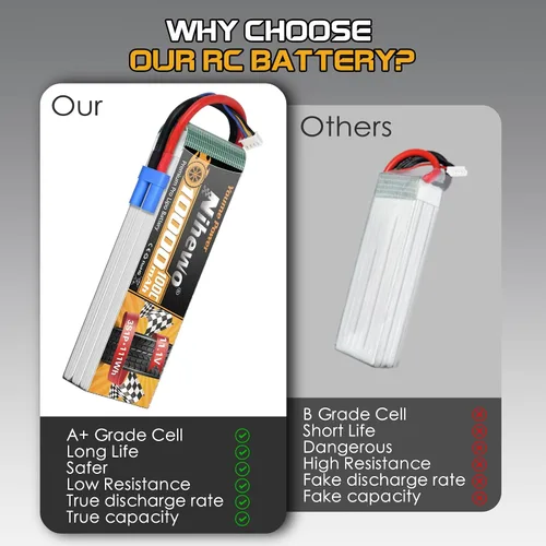 Miniatura 4 de 3S Lipo Batería 11.1V 10000mAh 100C Batería RC Estuche suave EC5 Plug Compatible para RC Car Truck Tanque Avión, Dron, Barco, Carreras, Modelos