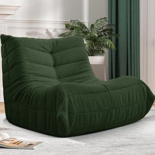 Miniatura 76 de Puf para adultos, silla puf grande, sillón con relleno de espuma viscoelástica para el hogar, apartamento o sala de juegos, gris afelpado Felpa gris