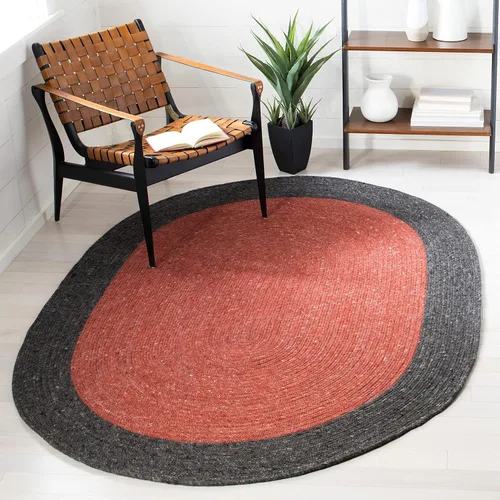 SAFAVIEH Braided Collection BRD902Q BRD902Q - Alfombra ovalada de lana reversible hecha a mano para entrada, vestíbulo, sala de estar, dormitorio,