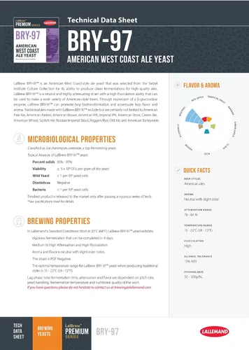Miniatura 3 de LalBrew Premium Series American West Coast Ale Levadura BRY-97 para elaboración casera 0.39 oz