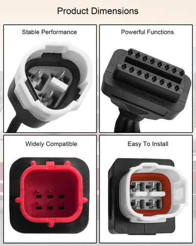 Miniatura 5 de Adaptador de diagnóstico OBD2 3 en 1 compatible con Yamaha Euro5 motocicleta Honda CRF KTM Moto Guz-zi Piag-gio Vespa, cable adaptador OBD2, cable