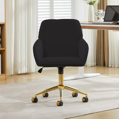Miniatura 2 de Silla de escritorio de terciopelo para oficina en casa, moderna y bonita silla de trabajo para computadora con respaldo, silla de tocador tapizada