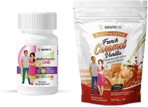 BariatricPal Duodenal Switch - Paquete completo de vitaminas para 30 días (cápsula con 45 mg de citrato de calcio de hierro masticables suaves con