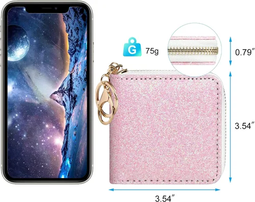 Miniatura 51 de GEEAD - Monedero pequeño con purpurina para mujer o niña, con anillo para llavero