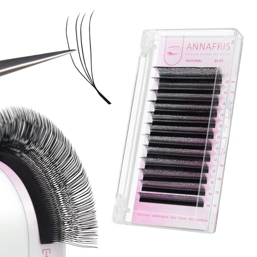 Miniatura 13 de Extensiones de pestañas postizas 4D en forma de abanico 0.003 in, rizo D, 0.31-0.59 pulgadas, volumen mixto, suministros de maquillaje, extensiones