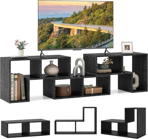 Giantex Soporte de TV de combinación libre para dormitorio, centro de entretenimiento para TV de 50, 55, 60, 65 pulgadas, mesa consola multimedia de