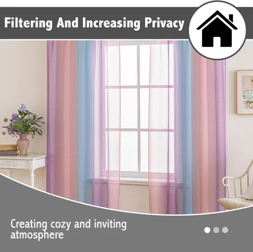Miniatura 6 de Anytime Paneles de Cortinas Transparentes Arcoíris para Sala de Estar Elegantes Juegos de Tratamiento de Ventanas Translúcidas Filtrantes de Luz