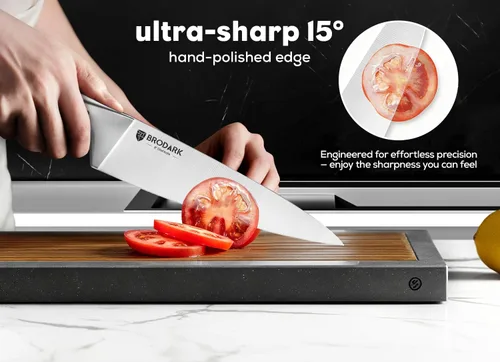 Miniatura 3 de BRODARK Juego de Cuchillos con Bloque: Juego de cuchillos de cocina con bloque y afilador, 15 piezas de cuchillos de chef ultra afilados, acero