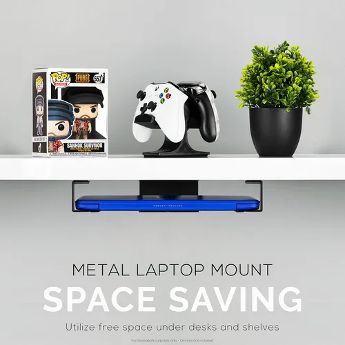 Miniatura 6 de Soporte para laptop debajo del escritorio para escritorio, adhesivo y atornillado, dispositivos de hasta 1.5 pulgadas de grosor como Macbooks