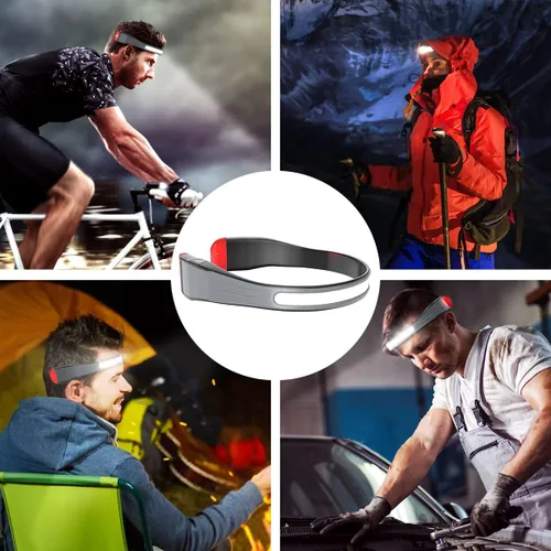 Miniatura 7 de Linterna frontal LED, faros delanteros recargables con haz ancho de 230° y luz trasera roja para llevar con 3 modos de iluminación, linterna