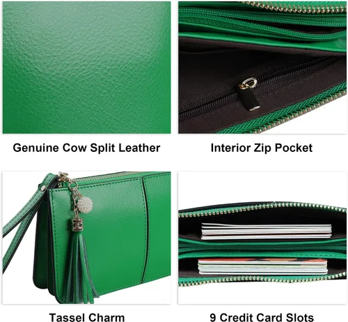 Miniatura 5 de Befen - Bolso clutch de mano de cuero con correa para teléfono celular organizador de tarjetas