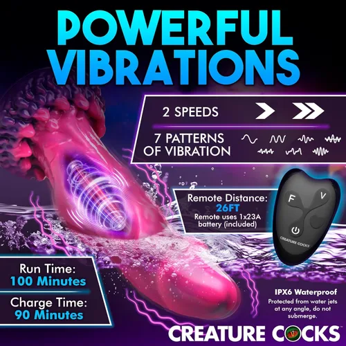 Miniatura 4 de CREATURE COCKS Xenox - Consolador vibratorio de silicona con control remoto para hombres, mujeres y parejas. Consolador de fantasía, texturas