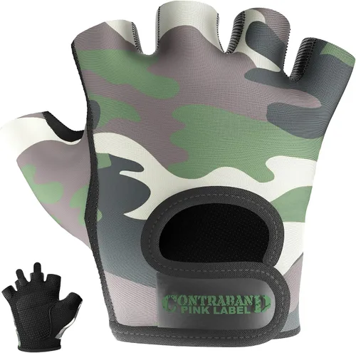 Miniatura 10 de Contraband Pink Label 5217 Design Series - Guantes de levantamiento y remo con estampado de camuflaje (par) – Ligero vegano medio acolchado