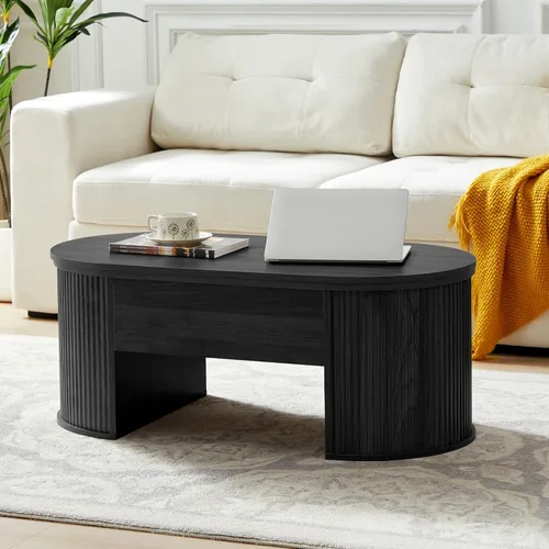 Miniatura 8 de Mesa de Centro Pequeña con Tapa Elevable, Mesa de Centro Rectangular de Madera con Tapa Elevable y Compartimento de Almacenamiento Oculto, Mesas