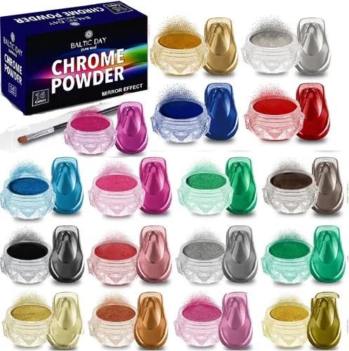 Miniatura 16 de Pigmento cromado y metálico de alta calidad – 10 colores espejo cromado y polvo de mica holográfica para arte de resina, epoxi, vasos, posavasos