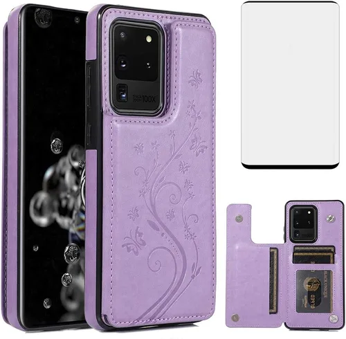 Miniatura 9 de Funda de teléfono para Samsung Galaxy S20 Plus Glaxay S20+ 5G con protector de pantalla de vidrio templado y tarjetero, funda de piel con tapa