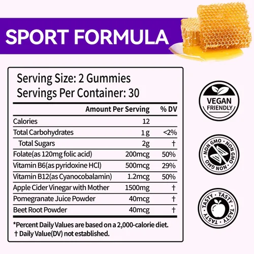 Miniatura 4 de Gomitas Keto ACV - Gomitas de vinagre de sidra de manzana de 1500 mg con probióticos, B12 y apoyo Keto, desintoxicación y limpieza, sin OGM