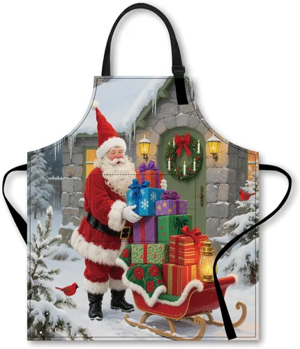 Miniatura 12 de Nuxovilar Delantales para mujer con bolsillos, 26.77 x 30.7 pulgadas, ideal para cocinar, hornear, reuniones de Navidad