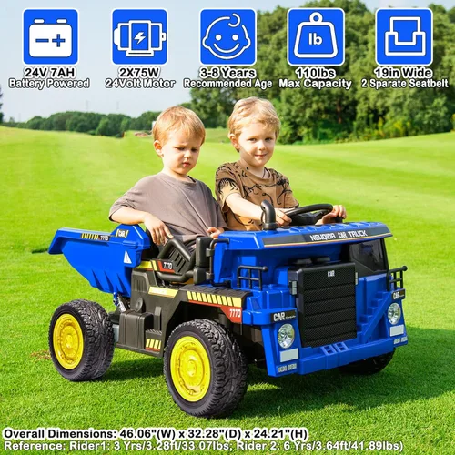 Miniatura 2 de NEWQIDA Camión volcador de 24V para niños, coche eléctrico con control remoto, vehículos de construcción con cama basculante eléctrica, pala, 2
