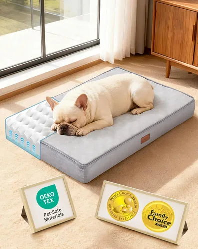Miniatura 27 de OhGeni Cama ortopédica impermeable para perros pequeños, funda extraíble lavable a máquina en tela fácil de limpiar, espuma de alta densidad y asa