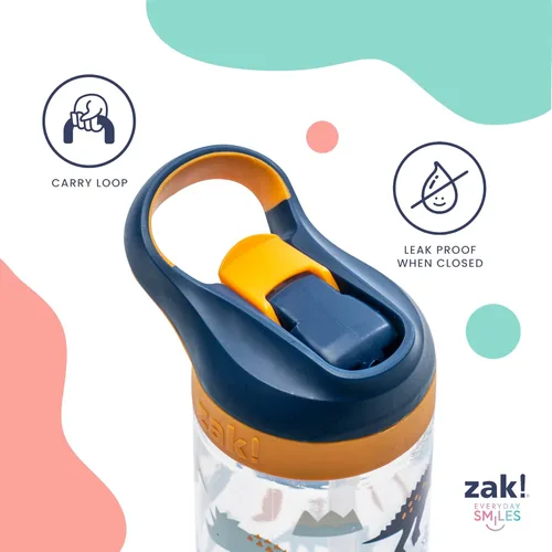 Miniatura 5 de Zak Designs Minecraft - Botella de agua para niños con popote y asa de transporte integrado, hecha de plástico, diseños de botellas de agua a prueba