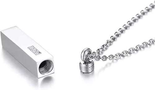 Miniatura 2 de Custom Vertical Bar Urn Necklace Personalized, Engraved Name Necklace Cremation Ashes Keepsake Pendant Crystal MemorialJewelry for Men, Women