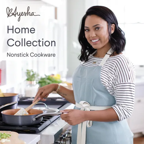 Miniatura 5 de Ayesha Curry Home Collection - Juego de ollas y sartenes antiadherentes anodizados duros, 9 piezas, gris carbón