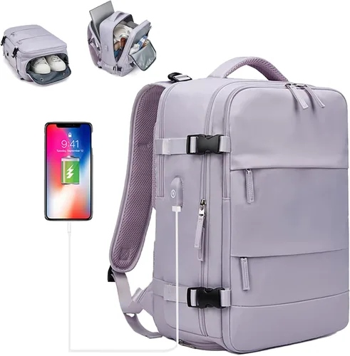 Miniatura 7 de Somago Mochila de viaje con 3 compartimentos grandes, aprobada por aerolíneas, mochila de mano casual, para portátiles de hasta 16 pulgadas, Verde