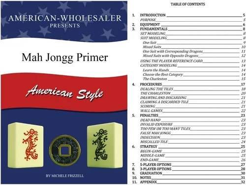 Miniatura 7 de Juego de Mahjong americano por Linda Li™,166 azulejos blancos, 4 rack todo incluido, bolsa suave Azul Paisley, juego Mahjongg completo