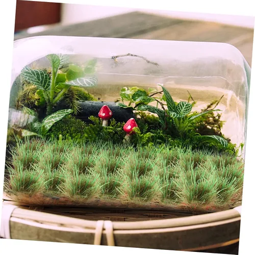 Miniatura 2 de Yardwe 1 caja de accesorios de flores de hierba en miniatura, decoración de tren, accesorios verdes, modelo de hierba ferroviaria, césped
