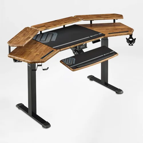 Miniatura 11 de EUREKA ERGONOMIC Aero - Escritorio eléctrico de pie en forma de W de 55 pulgadas, escritorio para juegos de computadora de altura ajustable