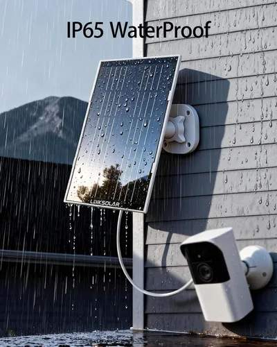 Miniatura 4 de Panel solar para cámara de seguridad, cargador solar de 3 W con enchufe de barril y puerto USB C para cámara de batería recargable al aire libre