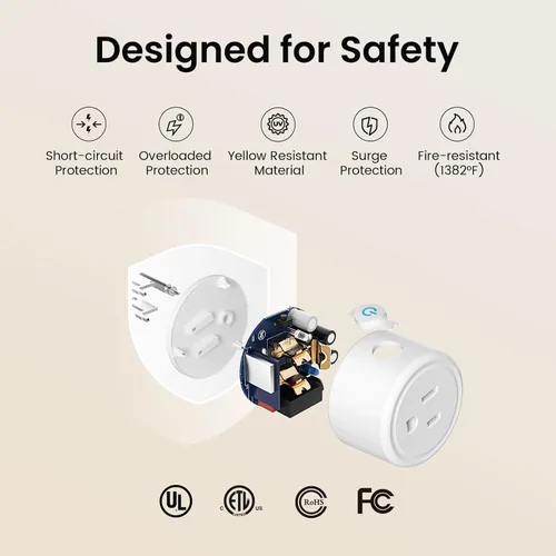 Miniatura 7 de GHome Smart Enchufe pequeño, enchufe inteligente WiFi funciona con Alexa y Google Home, salida de temporizador con control de aplicación, solo red