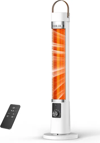 Calentador de exterior para patio, calentadores infrarrojos eléctricos de 1500 W para porche, garaje, uso en interiores, temporizador de 9 horas,