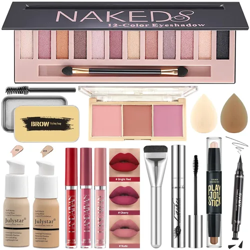 Miniatura 16 de Kit básico de maquillaje de ojos para mujeres, sombra de ojos neutra de los años 90, polvo de cejas, plantillas de cejas, guías de delineador