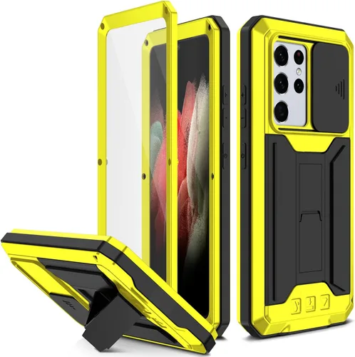Miniatura 13 de Funda rígida de metal compatible con Samsung Galaxy S21 Ultra con protector de pantalla y protector de lente, resistente a prueba de polvo de grado