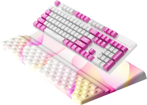 Miniatura 23 de Ospelelf Reposamuñecas para teclado, cómodo soporte ergonómico para teclado para oficina y hogar Rosa