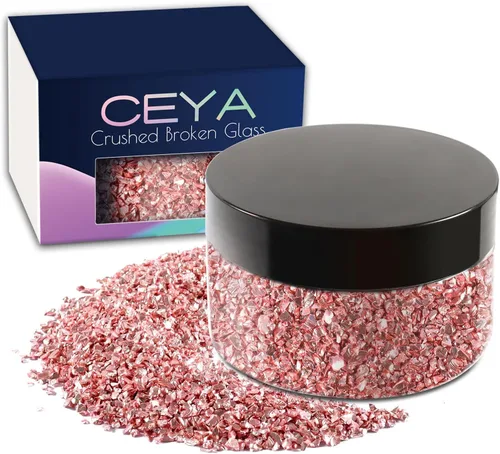 Miniatura 43 de Ceya 5.3 onzas/150g Vidrio Triturado Irregular Azul Neptuno Metálico Chips de Cristal Vidrio Roto Chips Purpurina 2-4mm Manualidades Purpurina