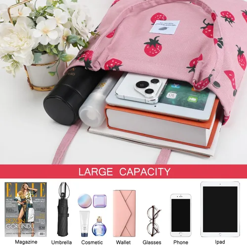 Miniatura 104 de Ayieyill - Bolsa de pana para mujer y niña, con correa de lona para colgar al hombro, bolsa con bolsillo