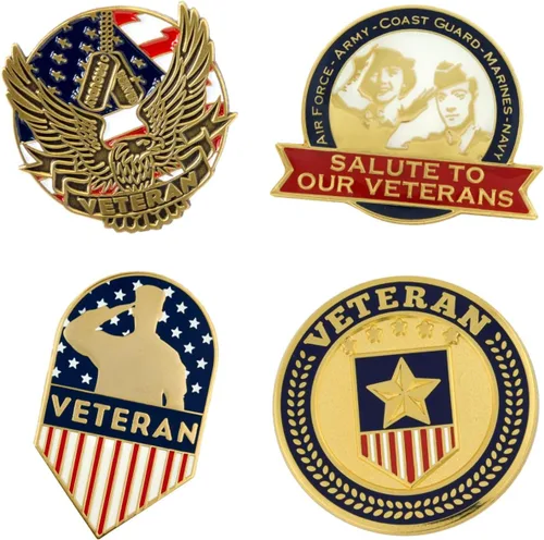 Miniatura 57 de PinMart Pin de veterano – Pin patriótico americano de solapa o sombrero – Orgulloso de ser retirado ejército, marina, fuerza aérea o cuerpo