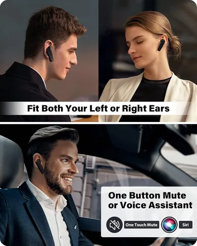 Miniatura 3 de ADADPU Auricular Bluetooth - V5.0 Auricular inalámbrico manos libres con micrófono dual incorporado y cancelación de ruido, 10 días de espera y 16